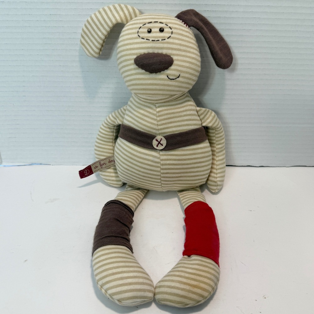 Mamas & Papas D is for Dog Striped Plush Stuffed Animal‎ Toy Baby Toddler Retro